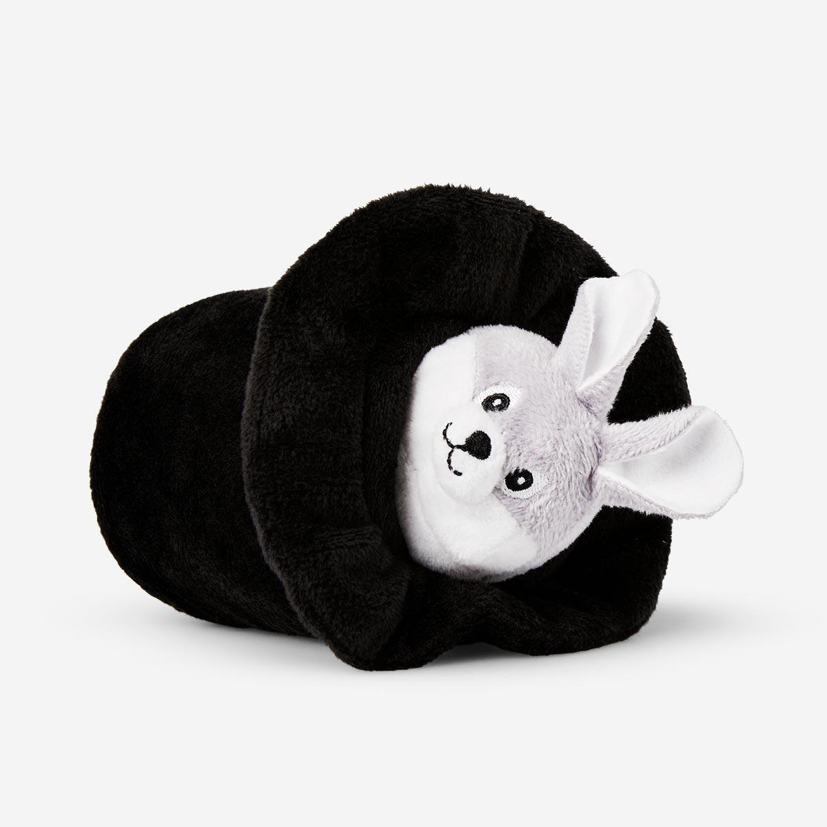 Black soft rabbit in hat