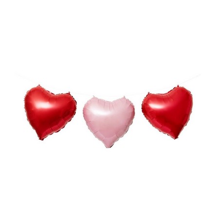 Red 3 heart foil balloons