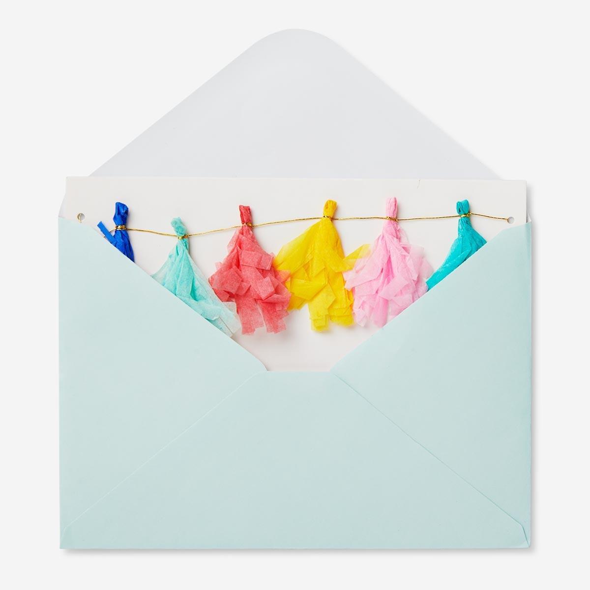 White birthday card with envelope