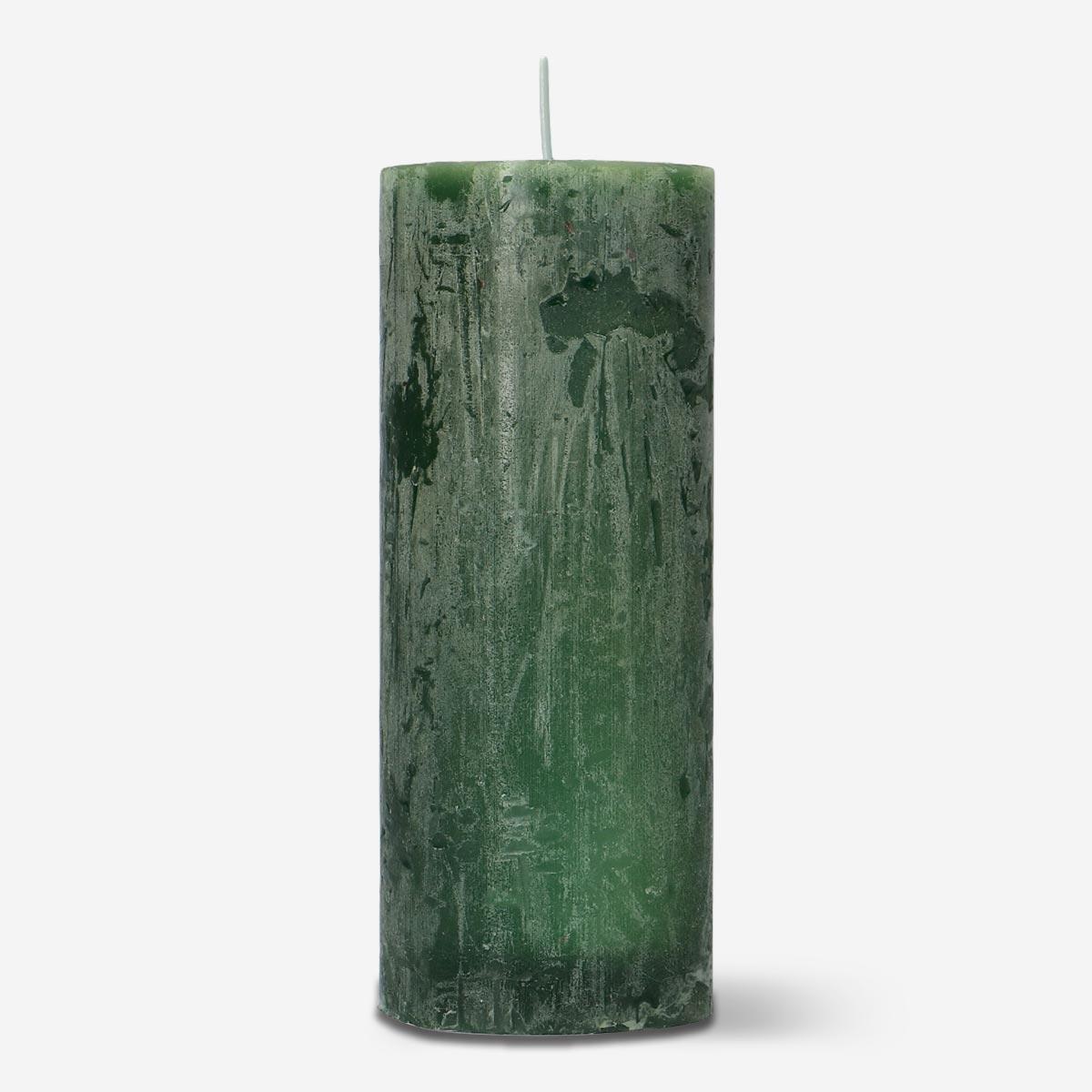 Green pillar candle. 15 cm