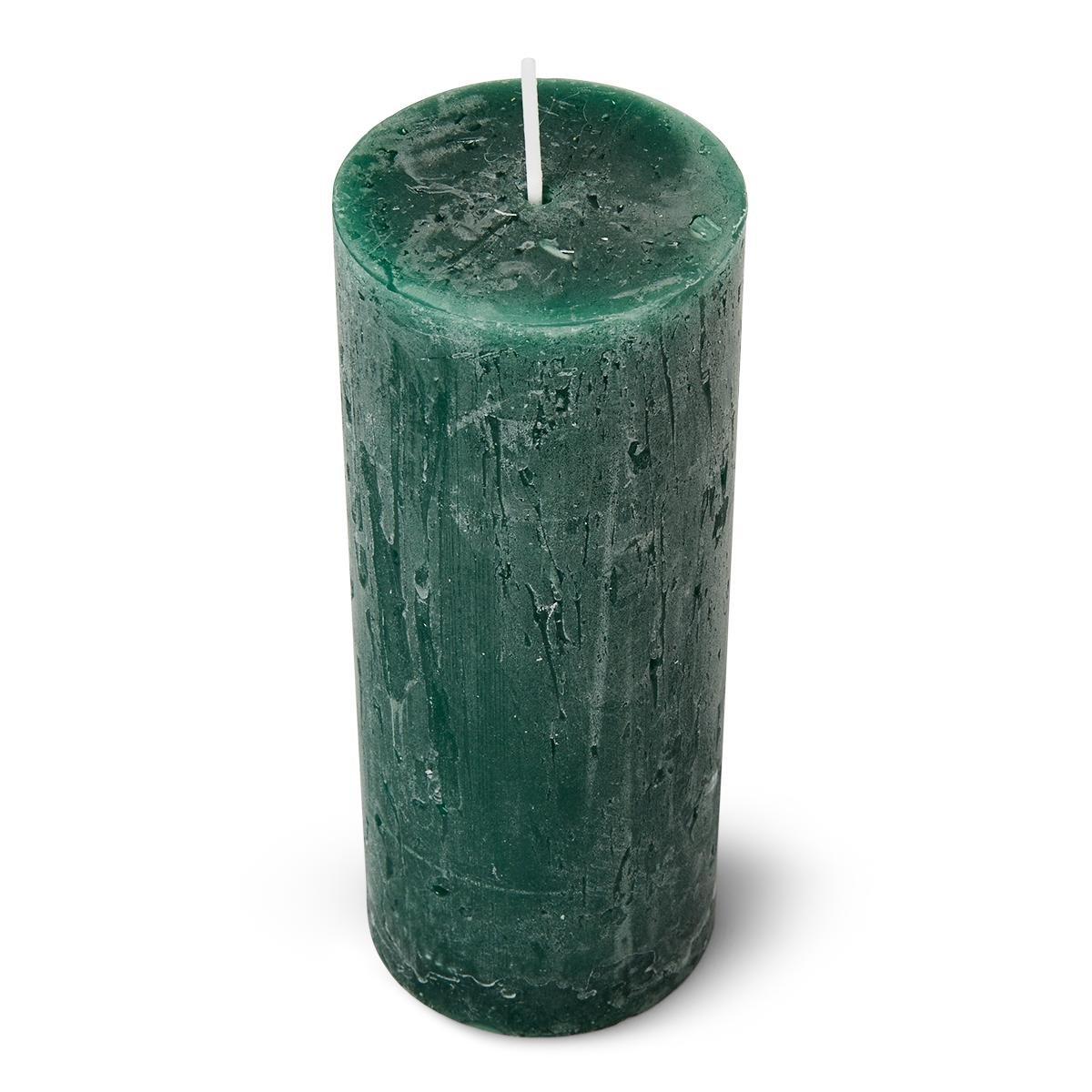 Green pillar candle. 15 cm