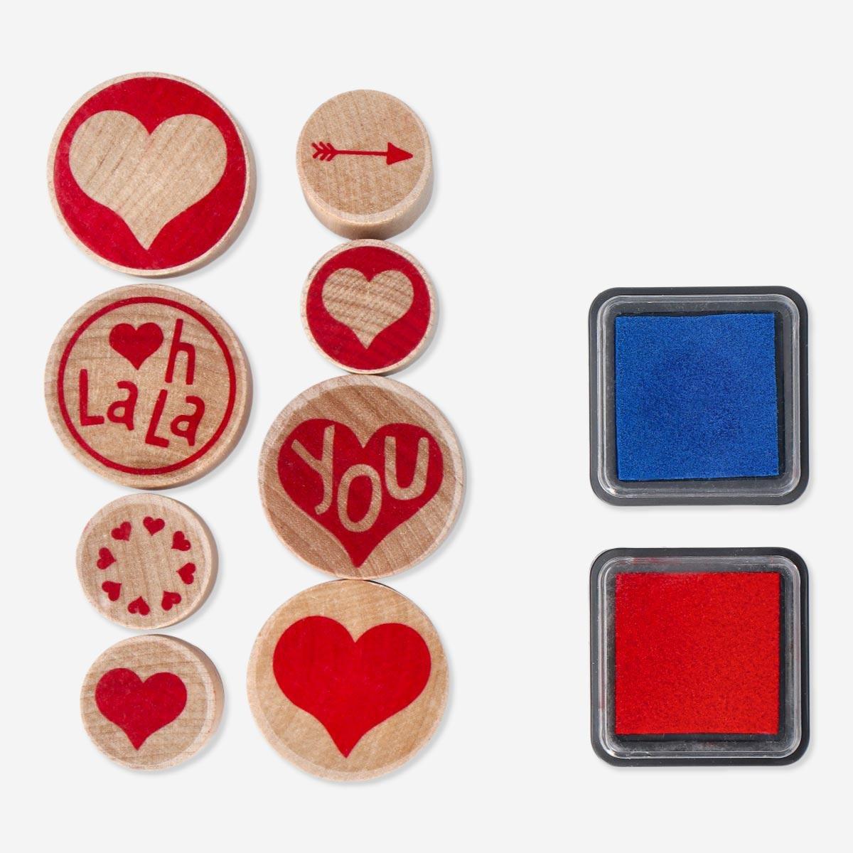 Red wooden heart stamps
