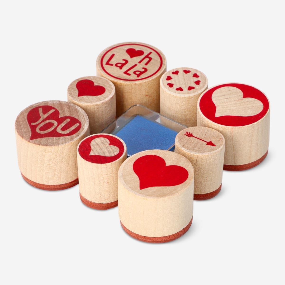 Red wooden heart stamps