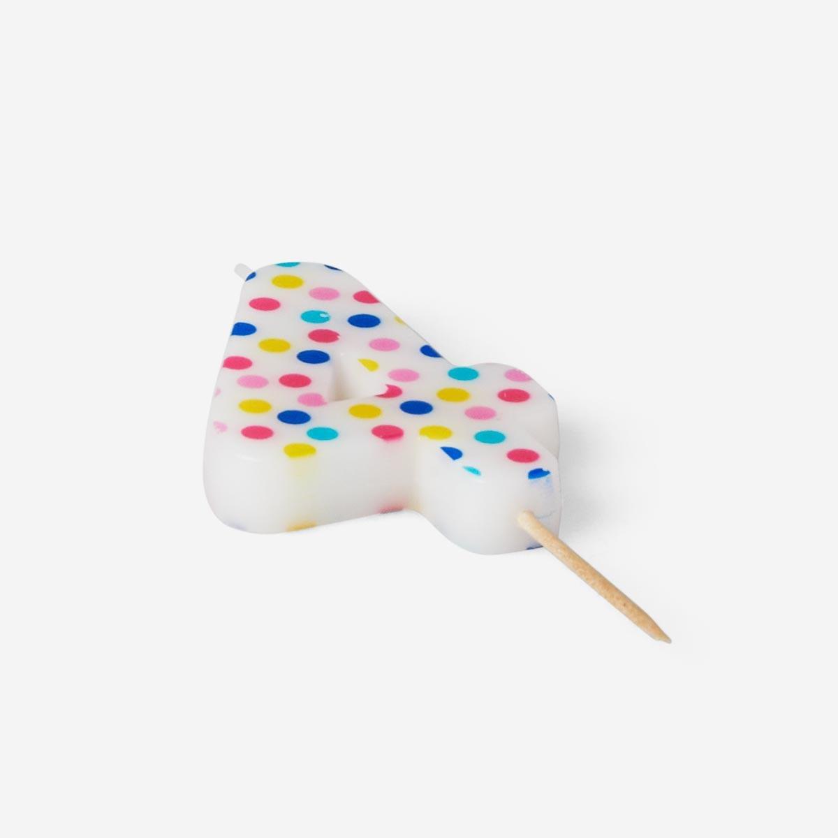 Multicolour Cake candle Number 4