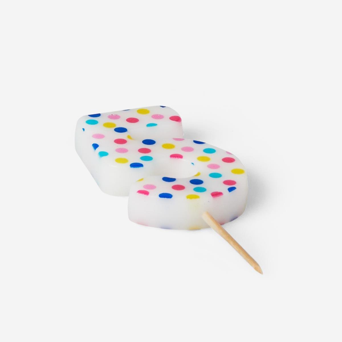 Multicolour Cake candle Number 5