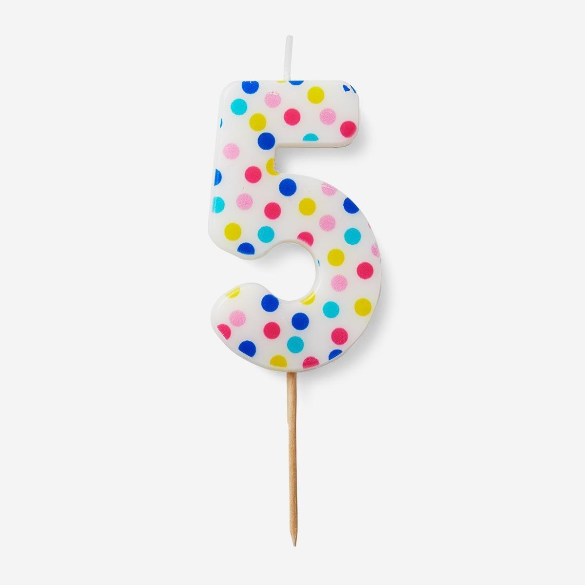 Multicolour Cake candle Number 5