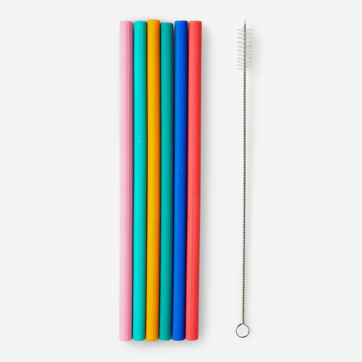 Multicolour reusable silicone straw