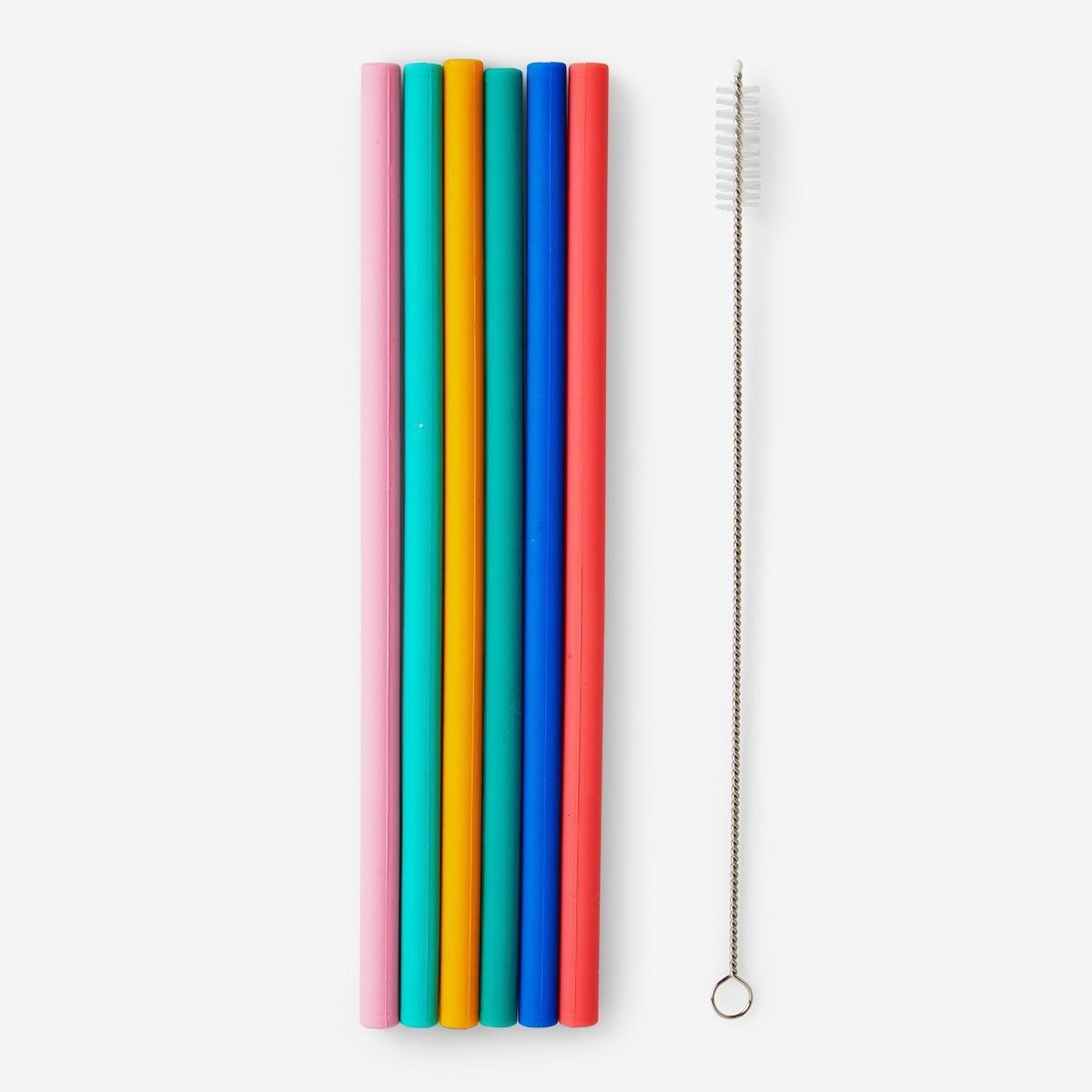 Multicolour reusable silicone straw. 6pcs