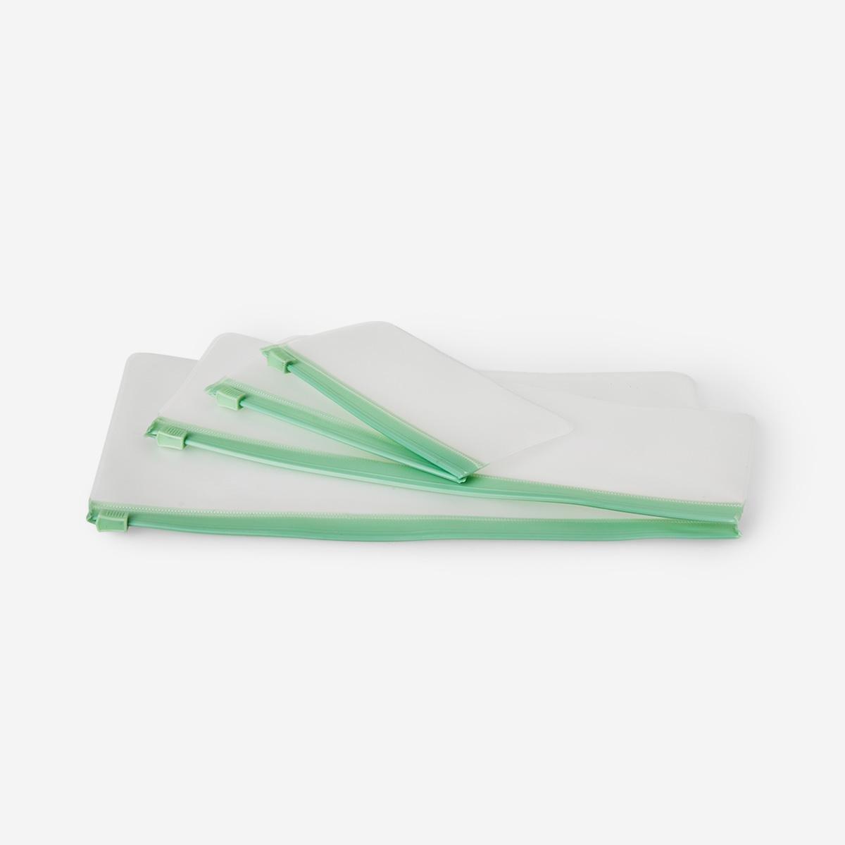 Green ziploc for transparent organizer bags