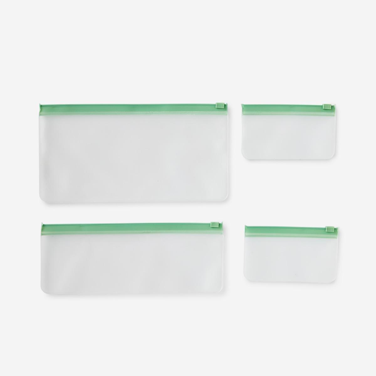 Green ziploc for transparent organizer bags