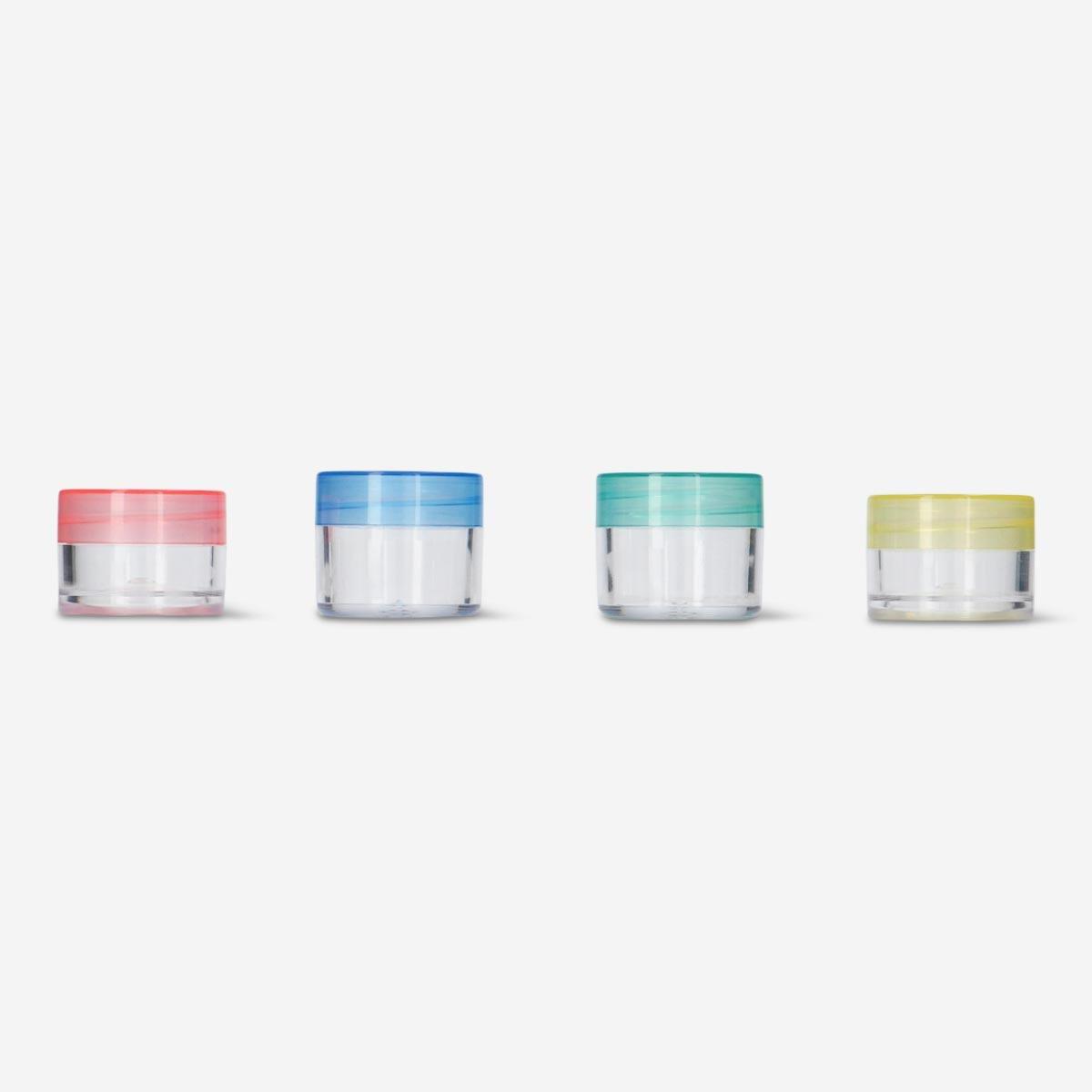 Multicolour screw cap travel jars set