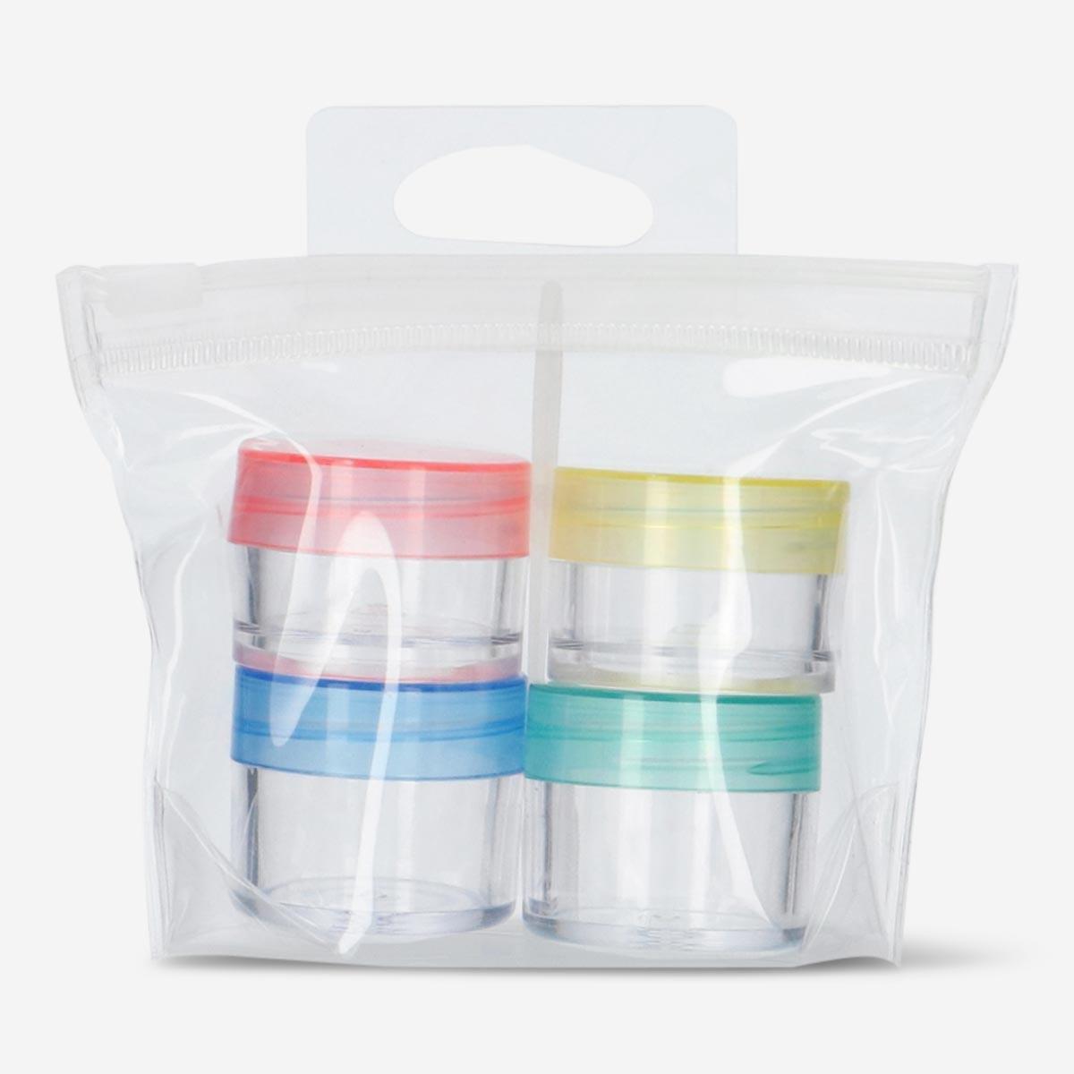 Multicolour screw cap travel jars set