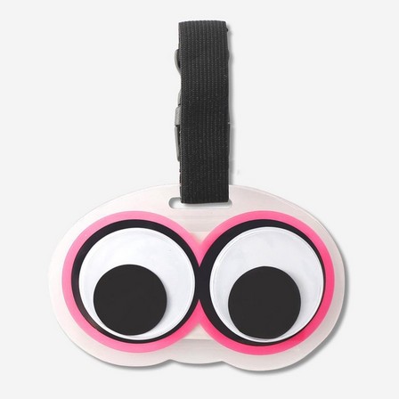 Pink googly eyes luggage tag