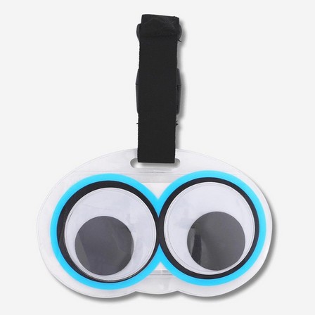 Blue googly eyes luggage tag