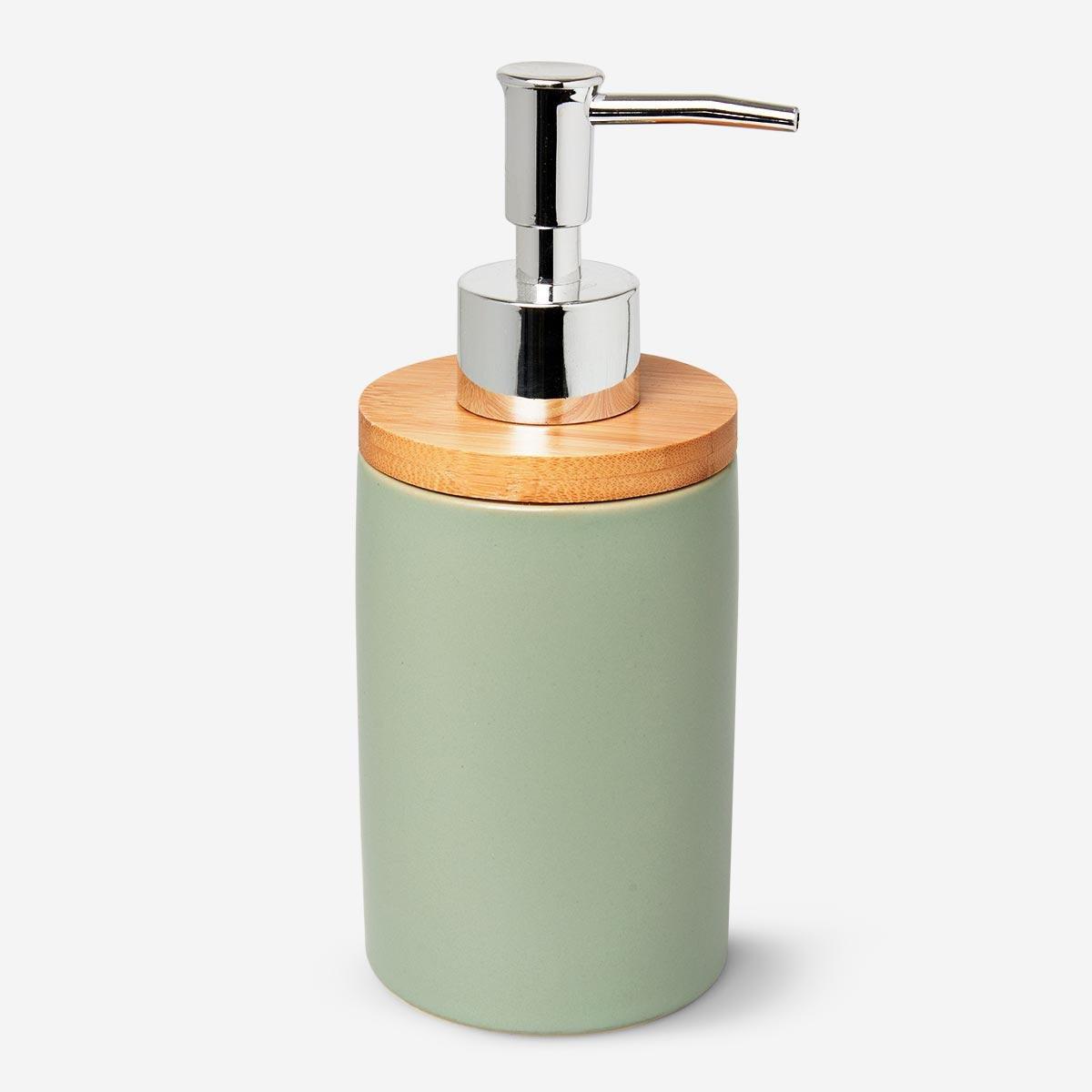 Green ceramic soap dispenser
