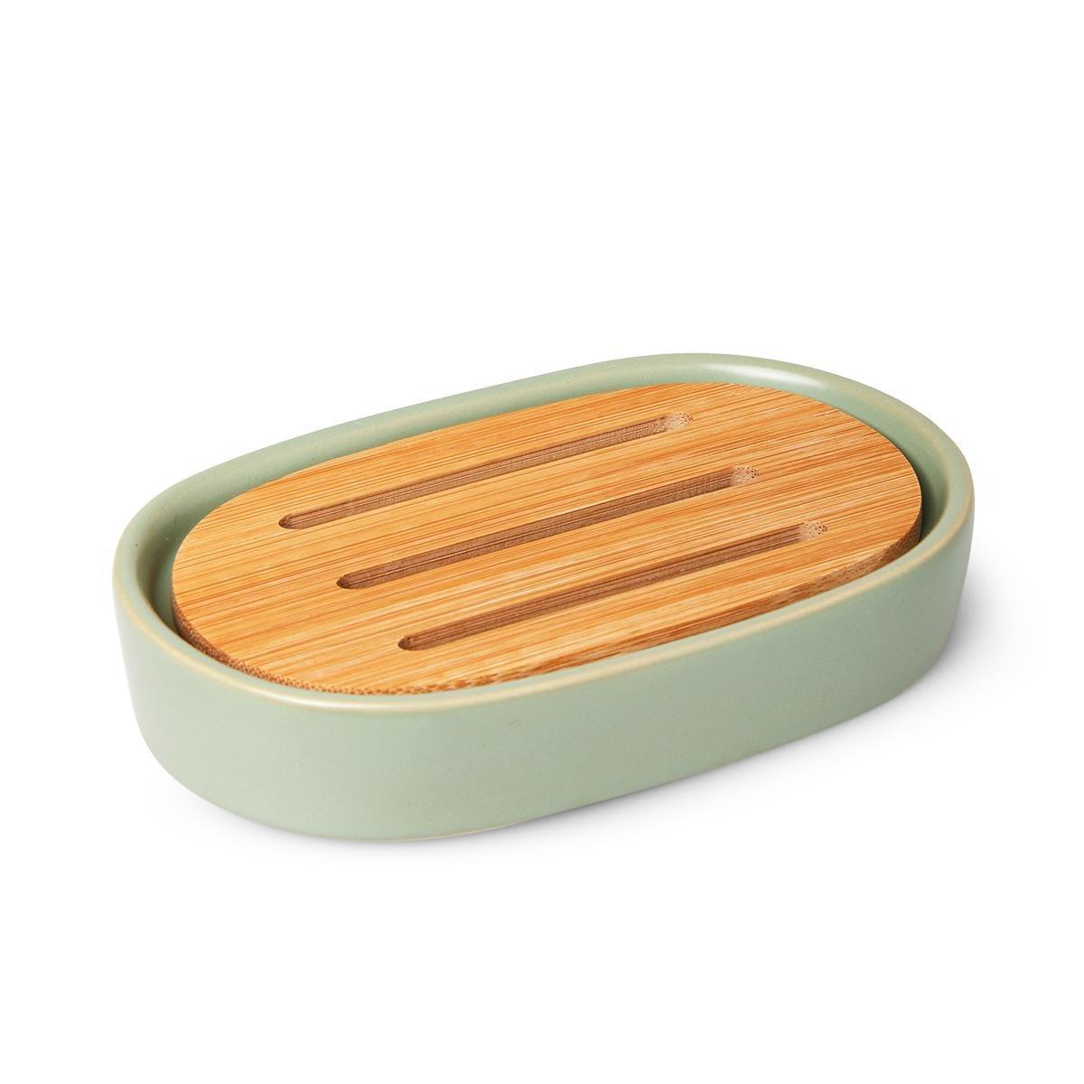 Green ceramic soap dish