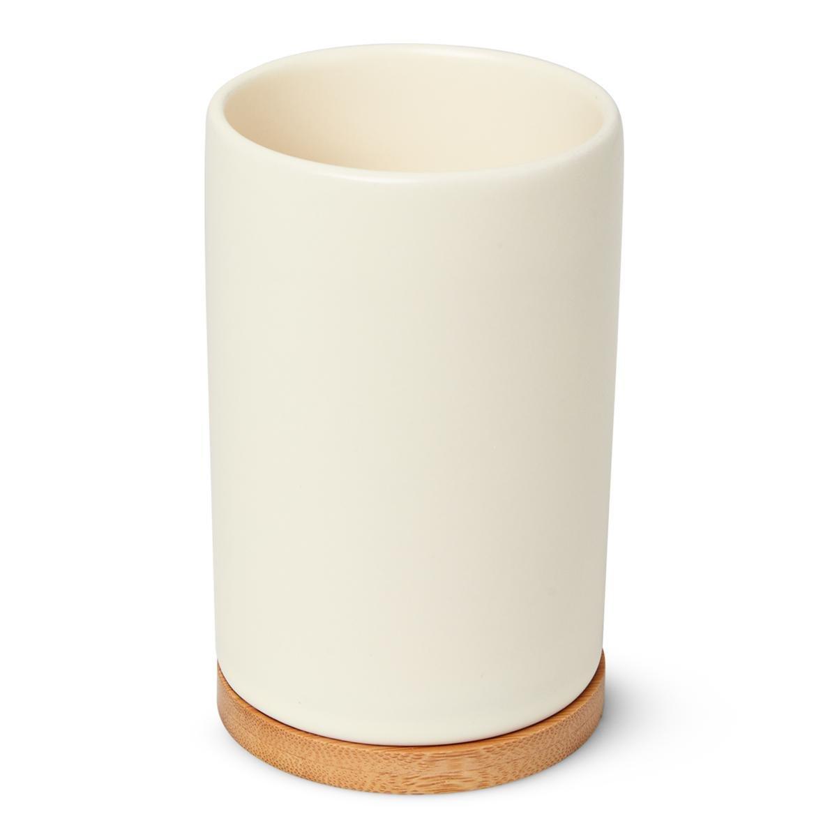 White ceramic toothbrush holder