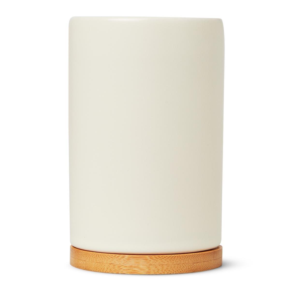 White ceramic toothbrush holder