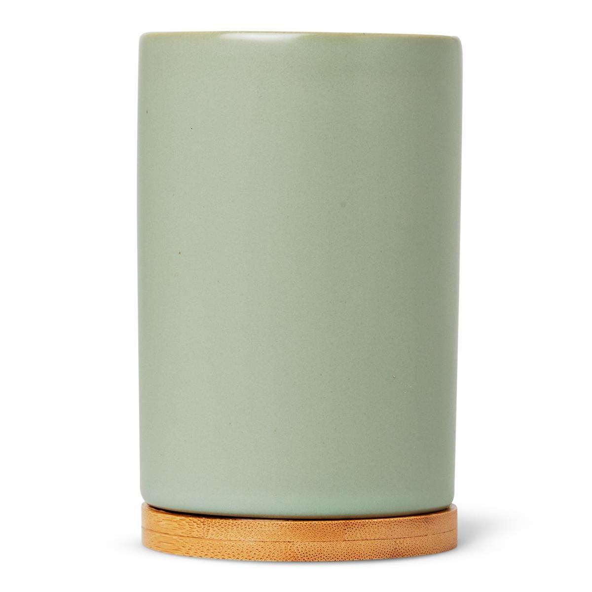 Green ceramic toothbrush holder