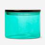 Turquoise transparent glass jar