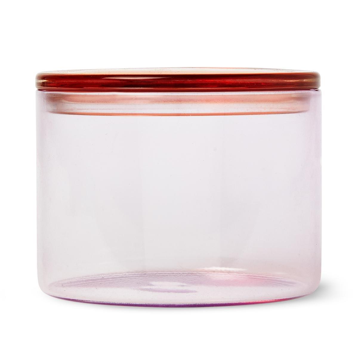 Pink transparent glass jar