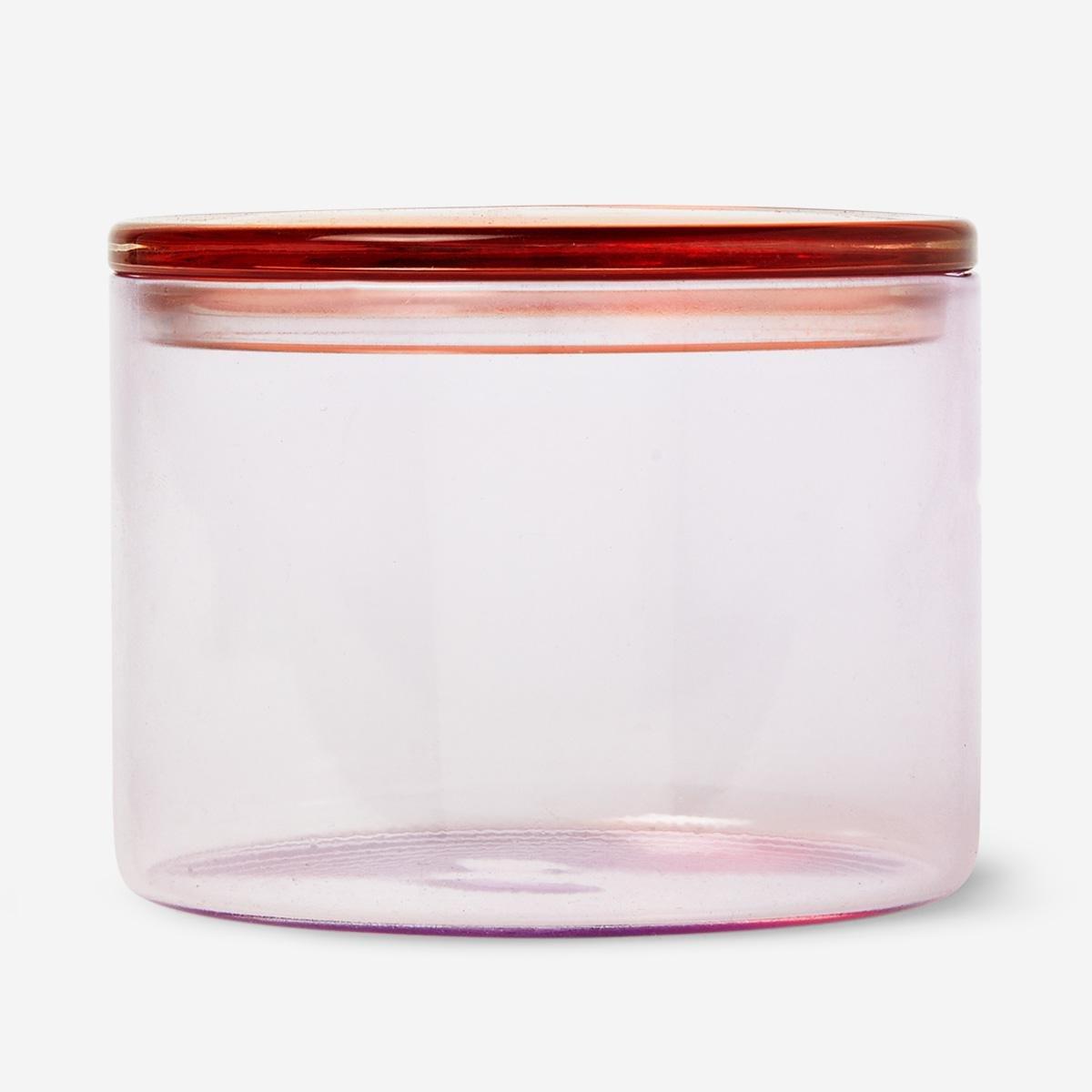 Pink transparent glass jar