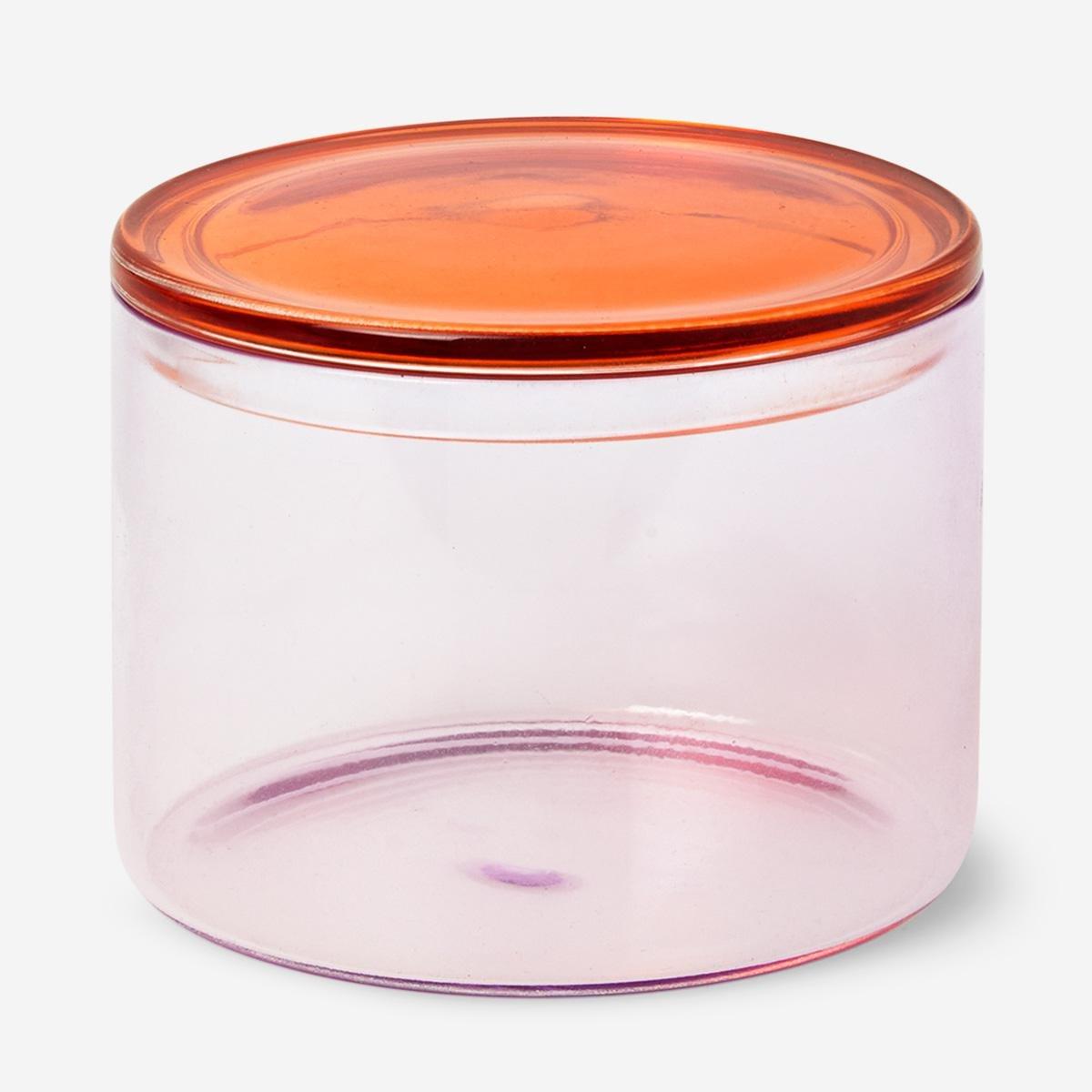 Pink transparent glass jar
