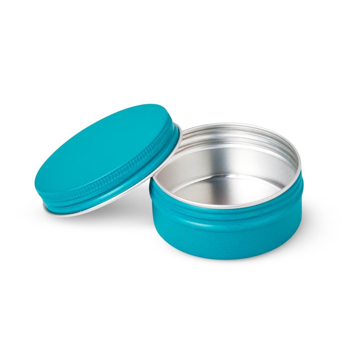 Blue metal travel container