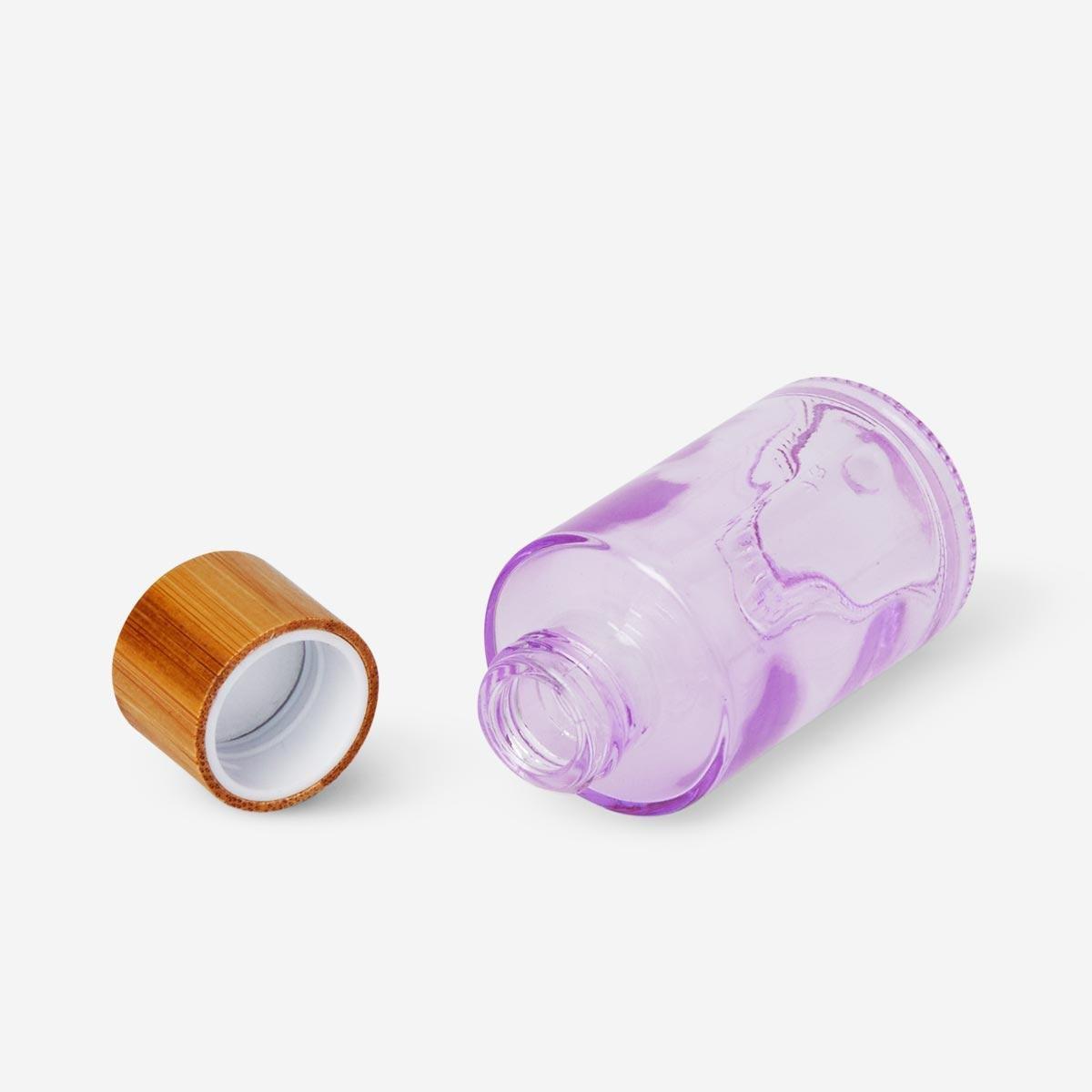 Pink glass travel bottle. 30 ml