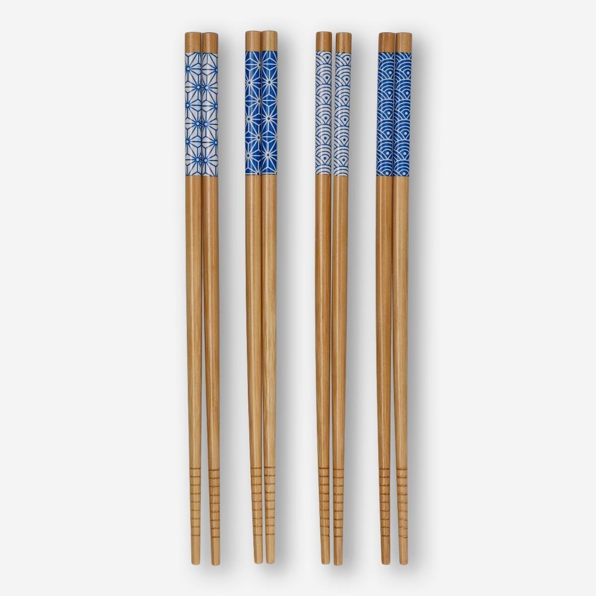 Multicolour Bamboo Chopsticks. 4 pairs