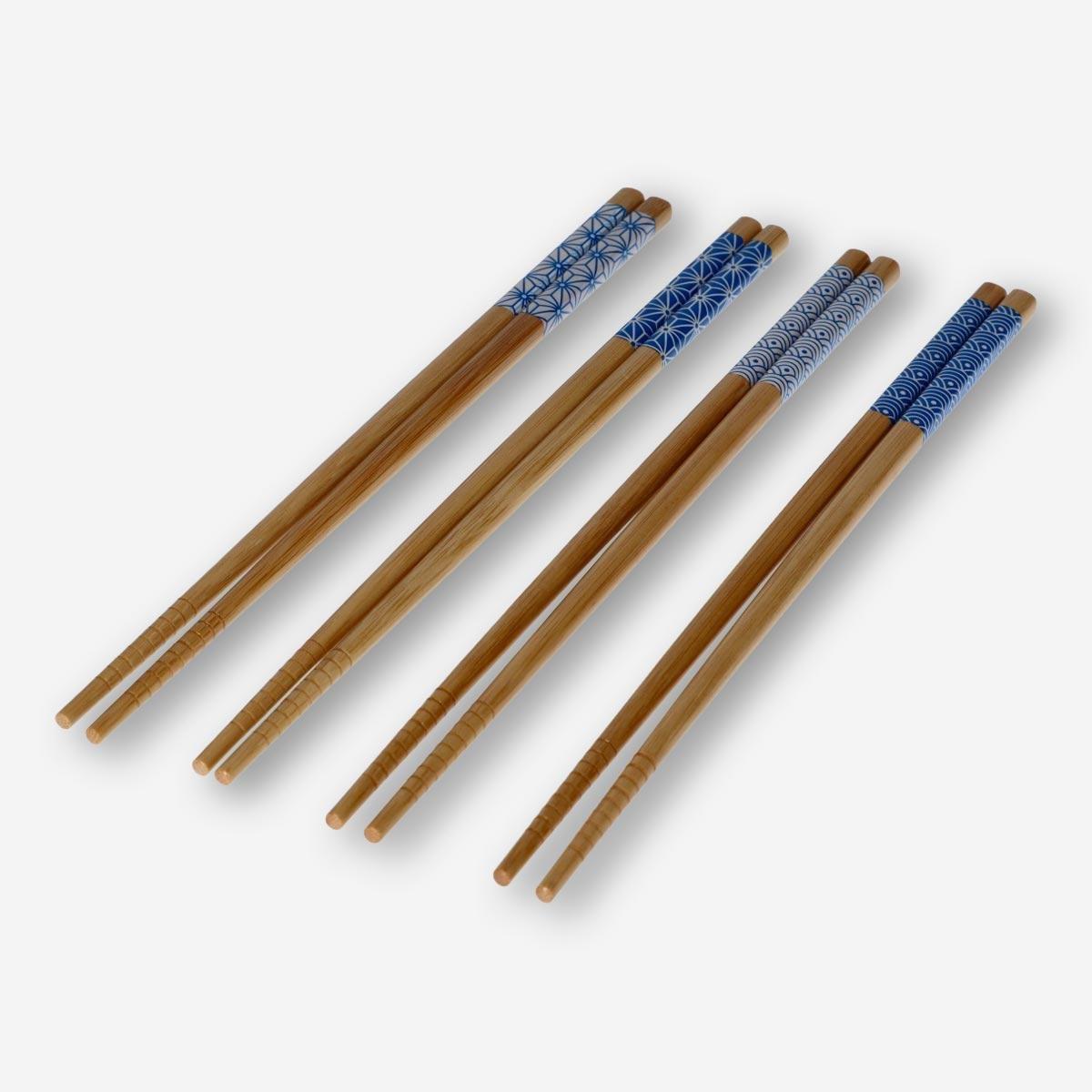 Multicolour Bamboo Chopsticks. 4 pairs
