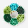 Green box of glass beads