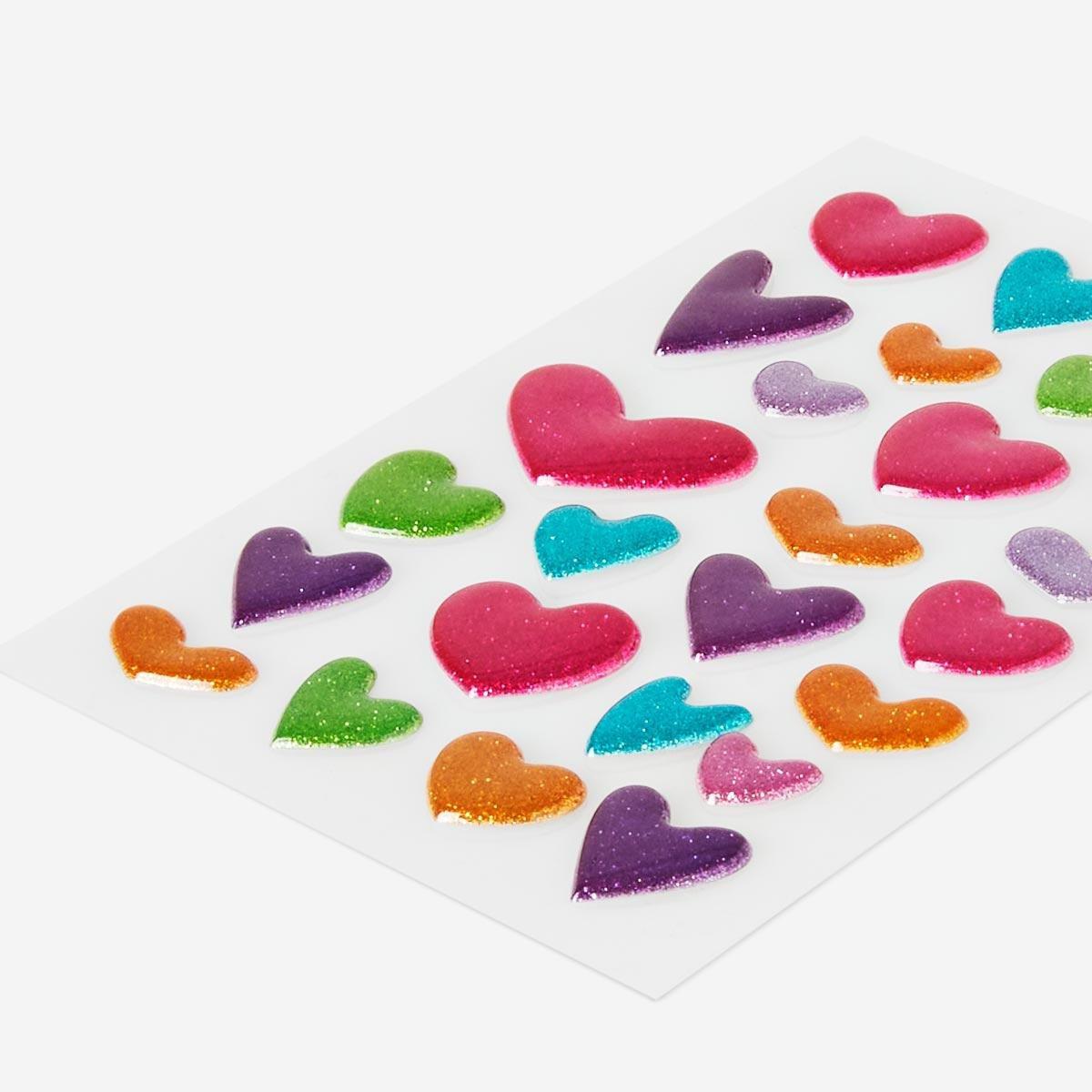 Multicolour thick heart stickers