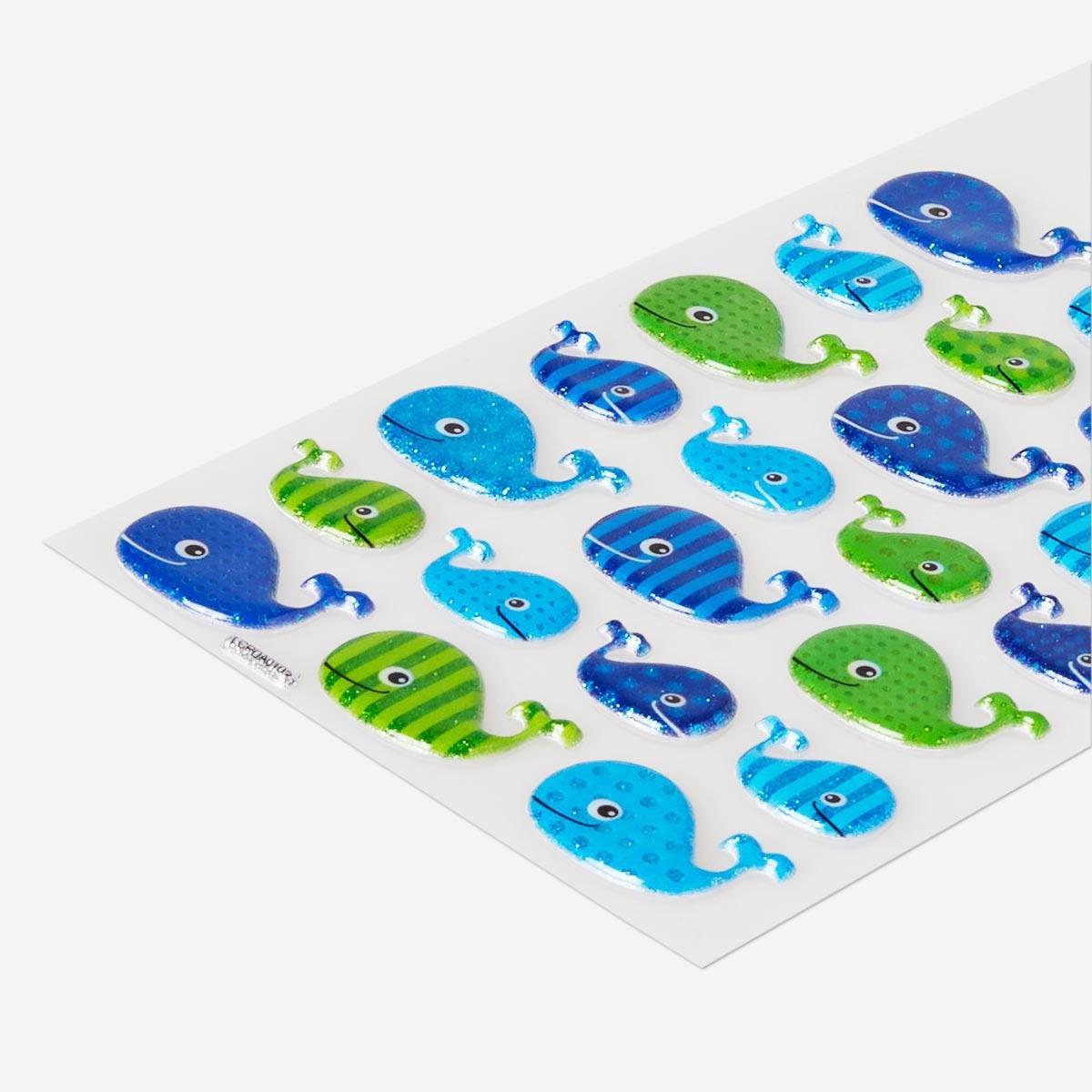 Multicolour thick whale stickers