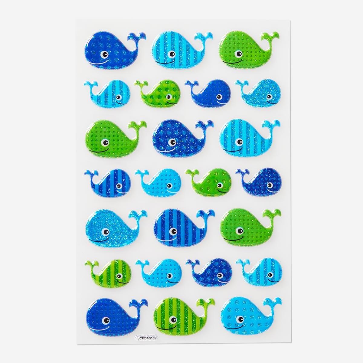 Multicolour thick whale stickers