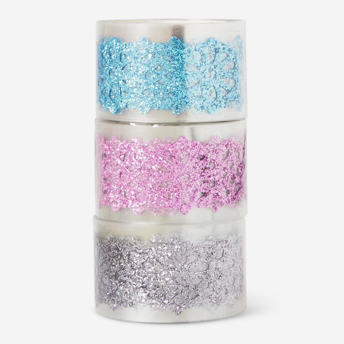 Multicolour Lace pattern glitter tape. 3 pcs