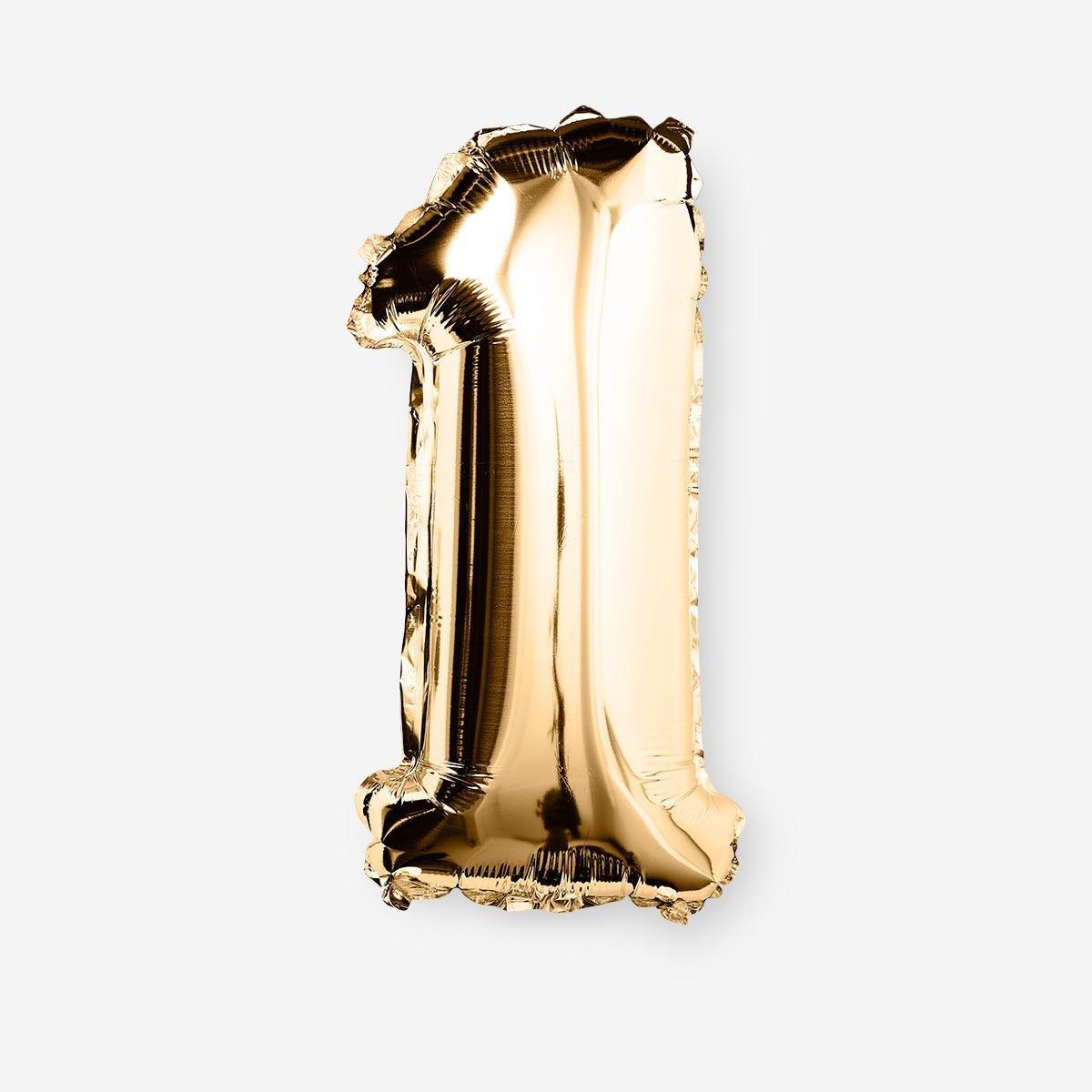 Gold 1 shaped aluminium balloon