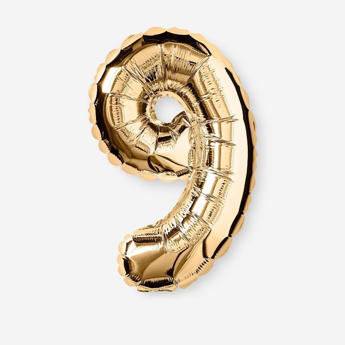 Gold 9 shaped aluminium balloon