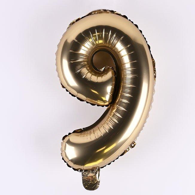 Gold 9 shaped aluminium balloon