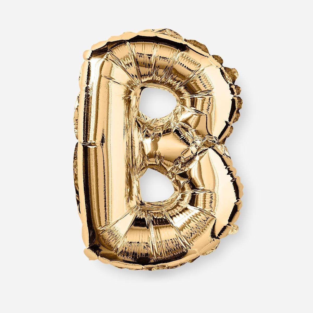 Gold B shaped aluminium balloon