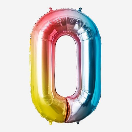 Multicolour number 0 foil balloon