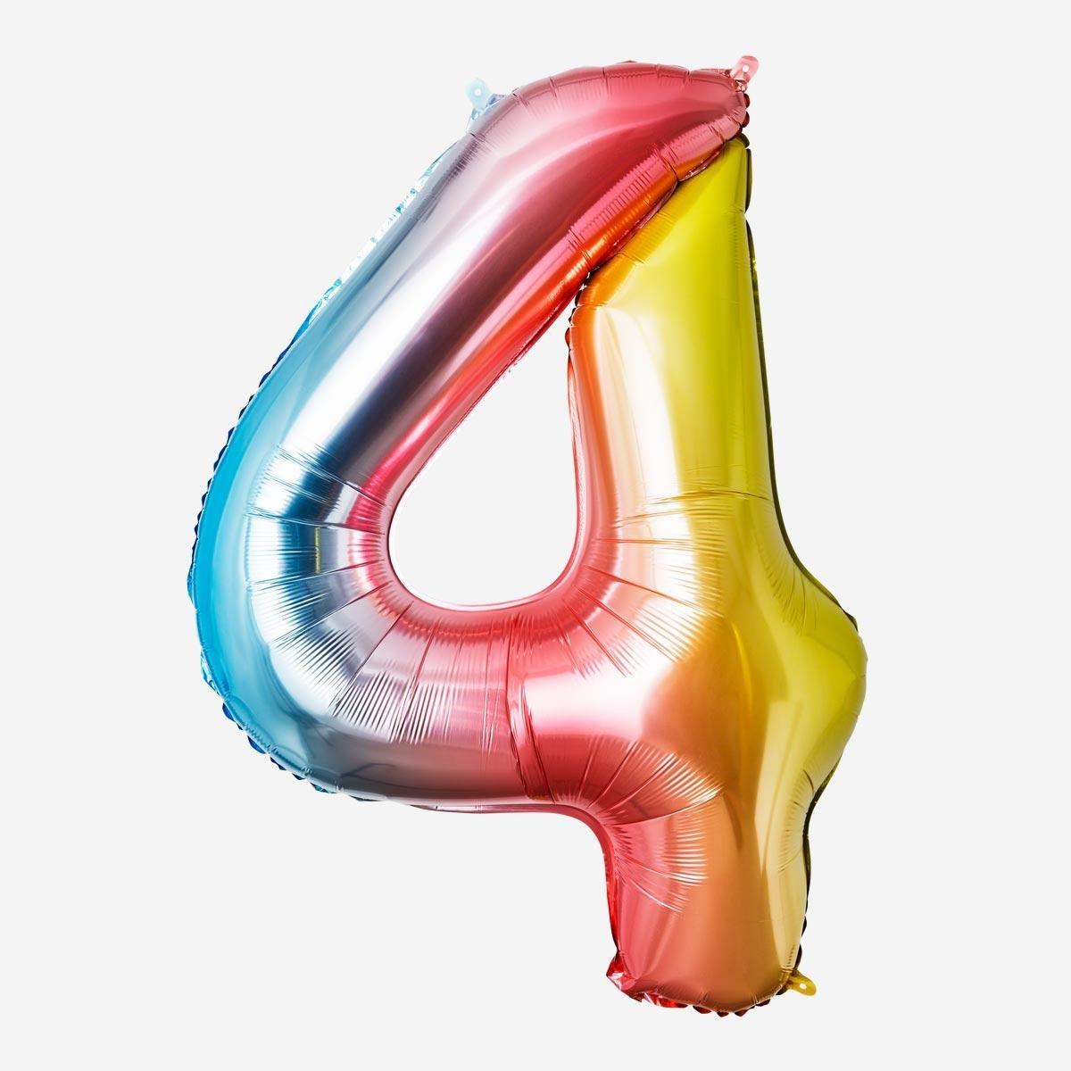 Multicolour number 4 foil balloon