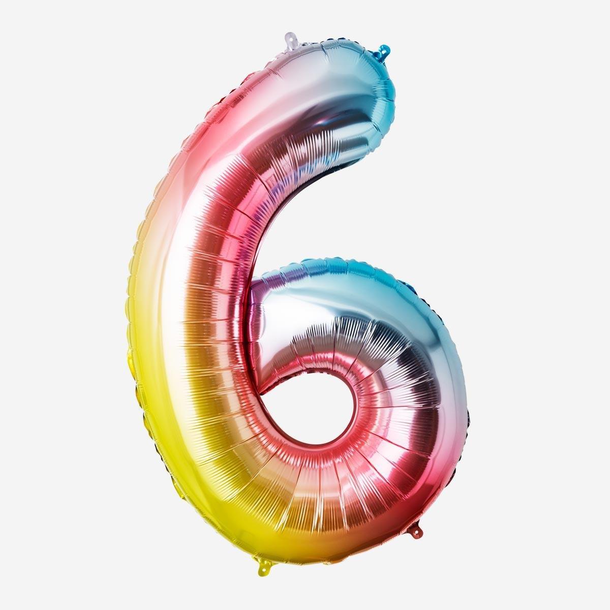 Multicolour number 6 foil balloon