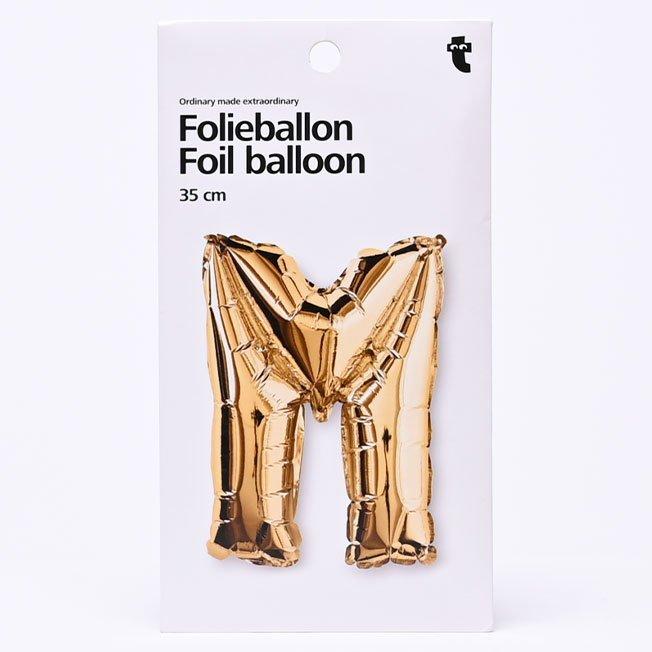 Gold M shaped aluminium balloon