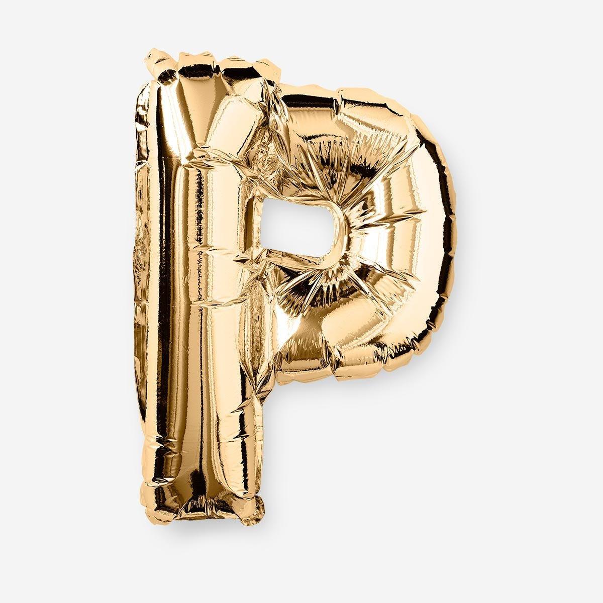 Gold P shaped aluminium balloon