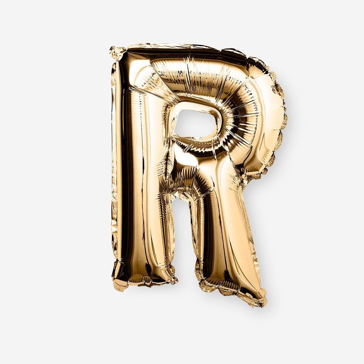 Gold R shaped aluminium balloon