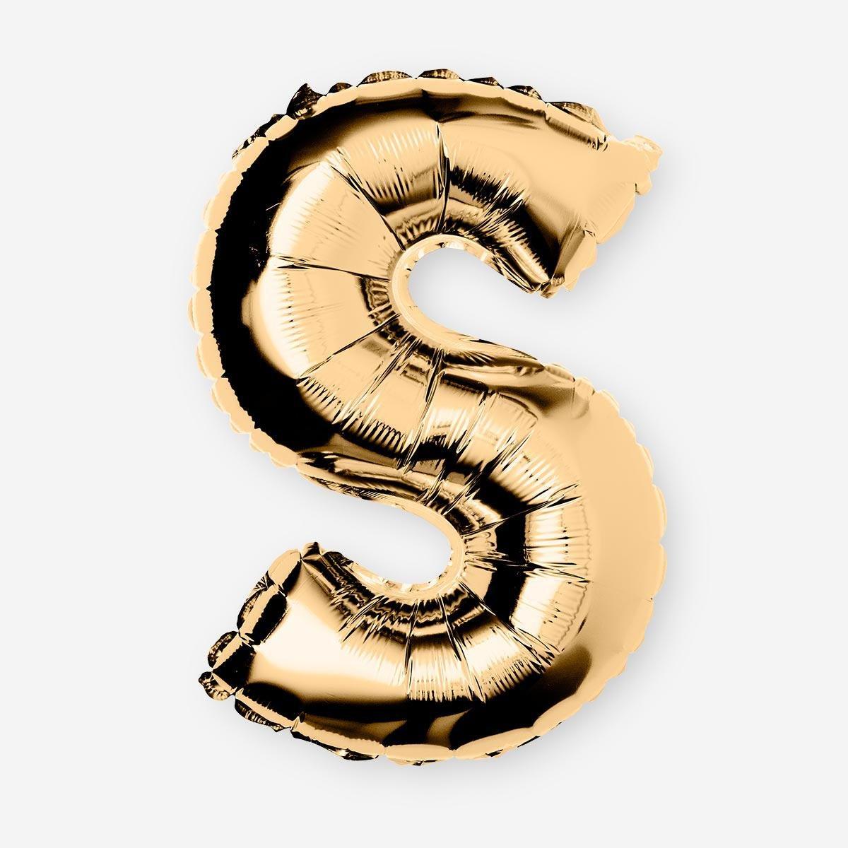 Gold S shaped aluminium balloon