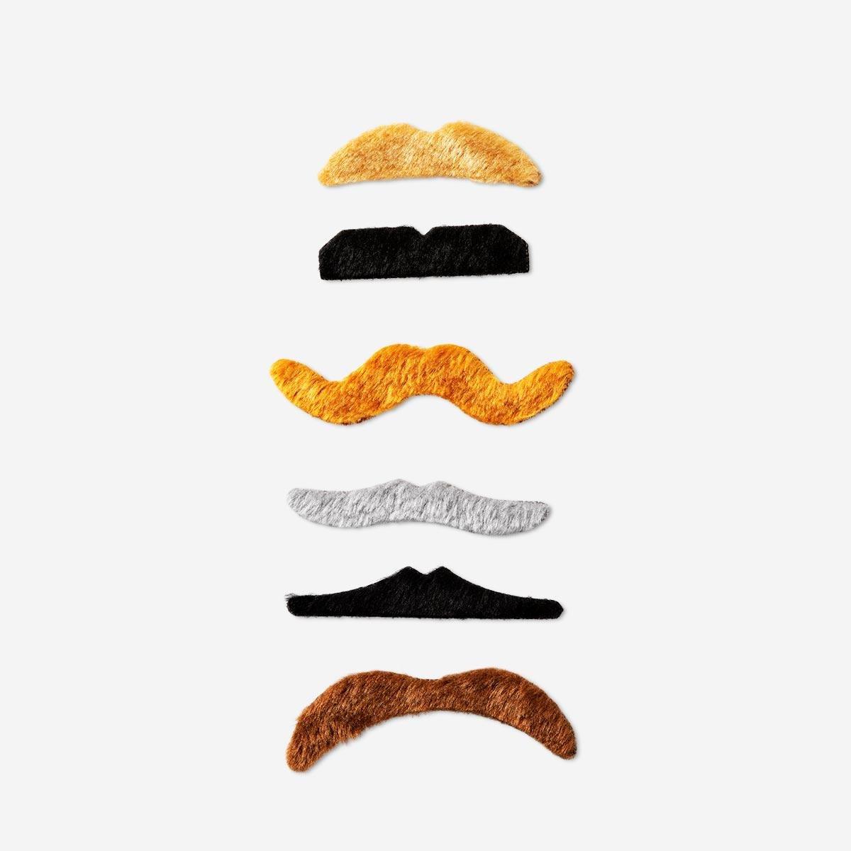 Multicolour moustaches. 6pcs