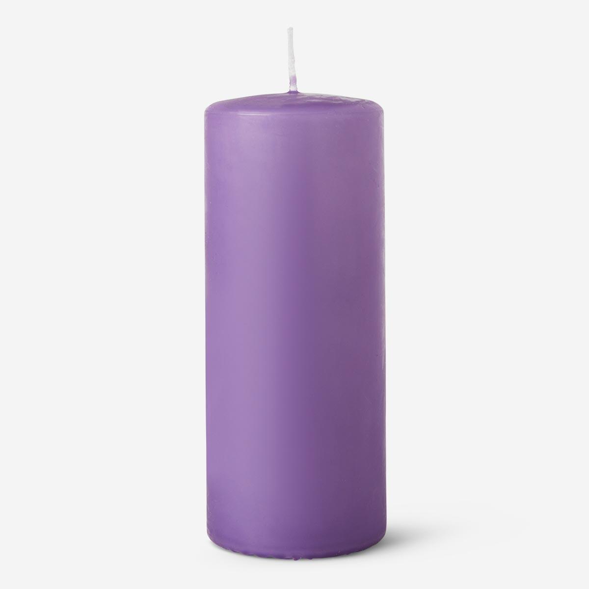 Purple pillar candle. 17 cm