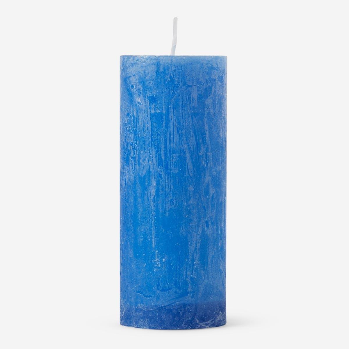 Blue pillar candle. 15 cm